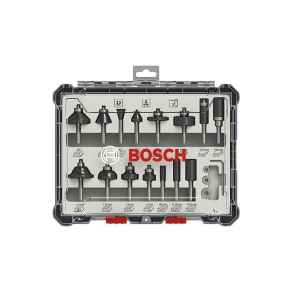 Bosch Kit med 15 blandade fräsar med 1-4" skaft - 2607017473