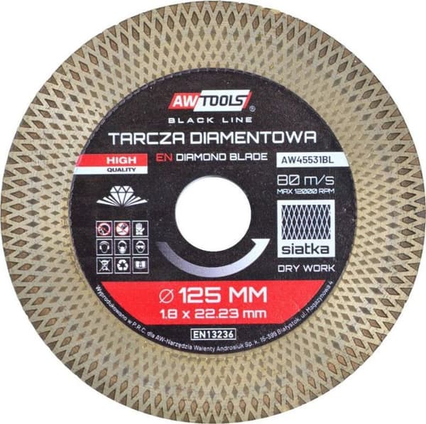 Slipmaskinsskiva - Awtools skärskiva - AW45531BL - DIAMANTSKIVA 125mmx1,9x22,2 SVART LINJE TURBO