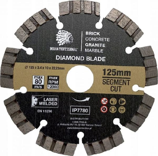 Indisk professionell - IP7780 - DIAMANTSKIVA INDIEN PROFESSIONELL 125mm SEGMENT TURBO KAPNING