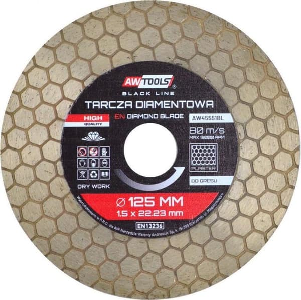 Mejseldisk - skärupp DISC AWTOOLS - AW45551BL - DIAMANTDISK 125x22,2 / BIETHONUNG 2 i 1 SVART LINJE