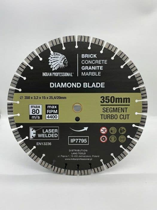 Indisk professionell - IP7795 - DIAMANTSKIVA INDIEN PROFESSIONELL 350mm SEGMENT TURBO KAP 15mm