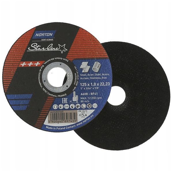 Träskiva STARLINE Ø125x1.0x22.23 mm för stål och rostfritt stål - NORTON 66252837245