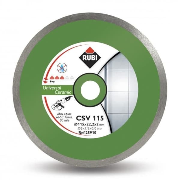 Diamantskiva RUBI CSV PRO - torra snitt (115 mm) - För keramik, porslin, stengods och kakel