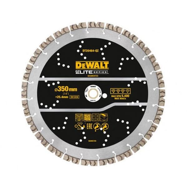 Segmenterad diamantdisk - DEWALT - DT20464-QZ - 350 x 25,4 mm - Hög prestanda - Ökad hållbarhet