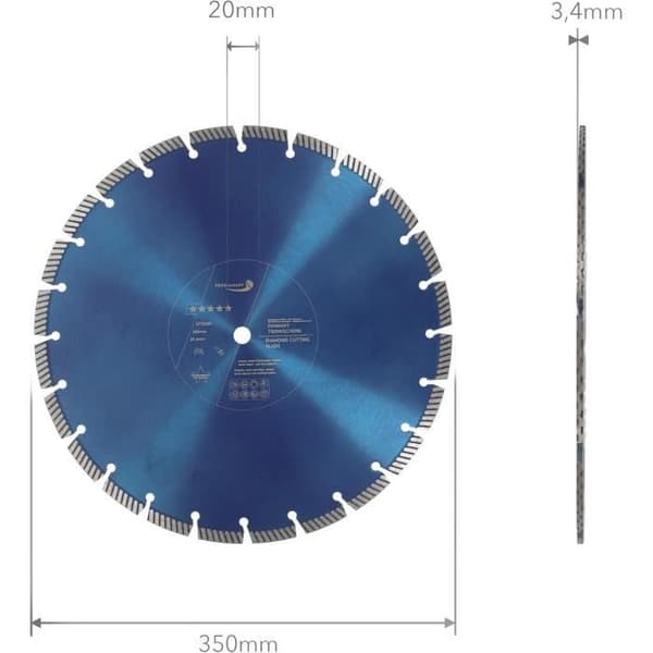 PRODIAMANT Fastcut Höghastighets Diamantskiva 350mm x 20mm för Mycket Hårda Byggmaterial