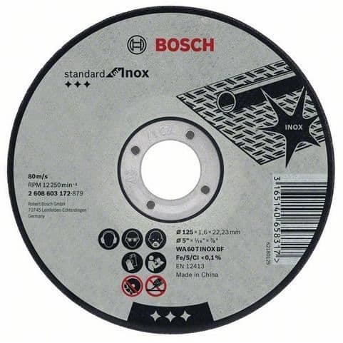 Disksåg BOSCH med flat centrum Standard Inox Rapido 125X1.6 MM - 2608603172