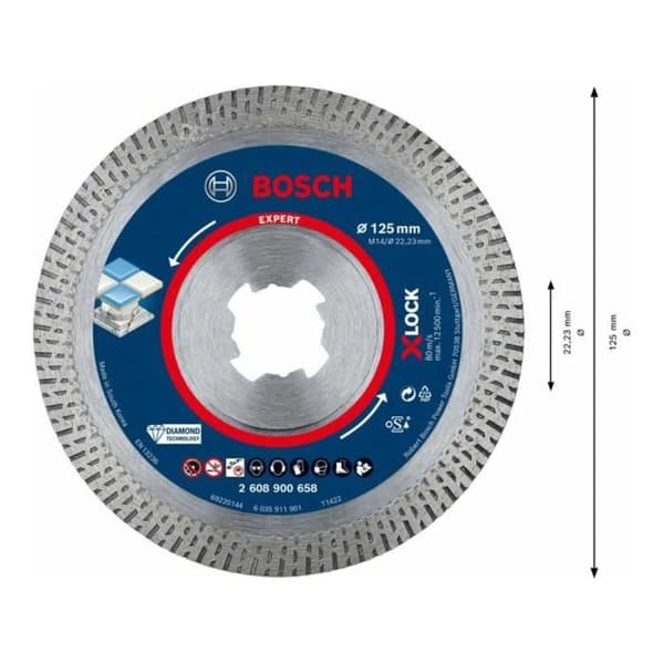 Diamantkapskiva - BOSCH - Expert HardCeramic - 125x22,23x1,4mm - Exakt kapning - Minskad vibration