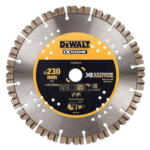 Diamantskiva - DEWALT - DT40260-QZ - Diameter 230 mm - Tjocklek 3 mm - Borrning 22,23 mm