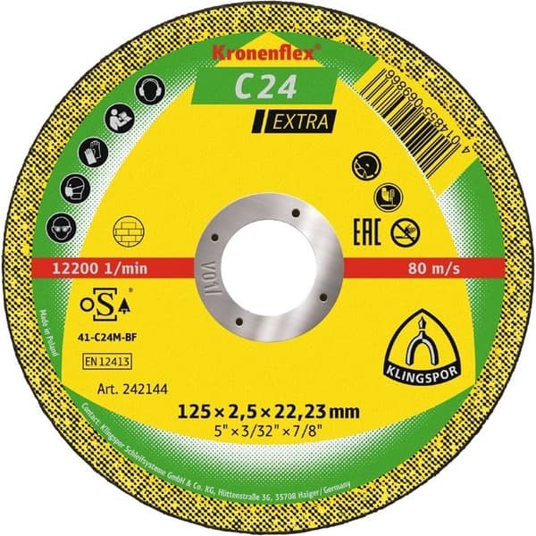 Kapskiva - KLINGSPORT - KRONENFLEX C 24 Extra - Kiselkarbid - 125x2,5x22,23mm