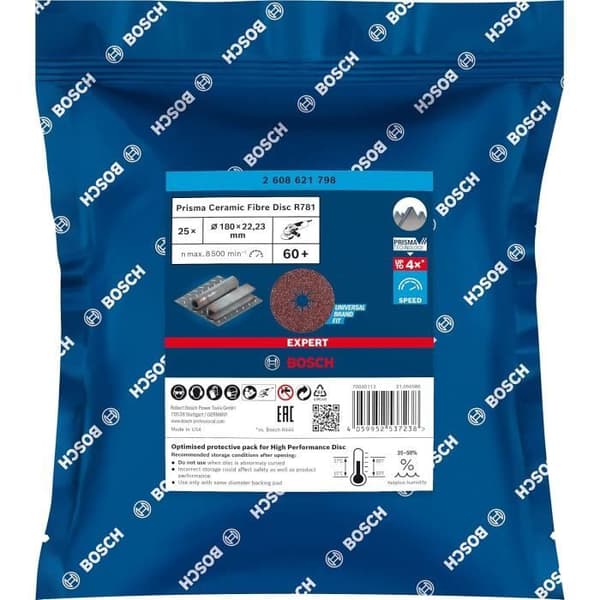 Disk på keramisk fiber Prisma EXPERT R781 180 mm, G 60 Bosch Professional