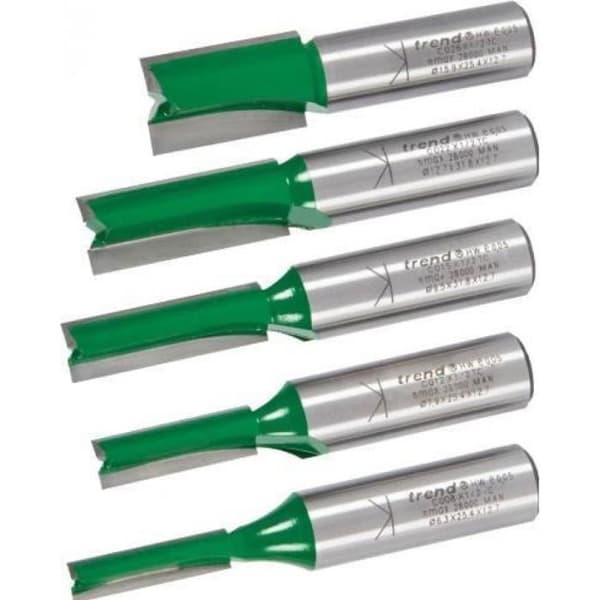 Trend CraftPro MT1X12TC Set om 5 fräsar för fräsmaskin för tennanslutningar, imperial, 1,27 cm skaft, spets i tungstenkarbid