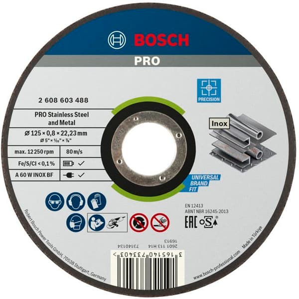 Kapskiva - BOSCH - 125x0,8 mm - Rostfritt stål - Mycket avancerad - A 46 V INOX BF