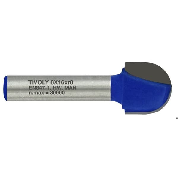 Tivoly • Fräs för Spårfräs • Ø16mm • 2 Skär av Karbid • Stång Ø8mm • För Träarbete