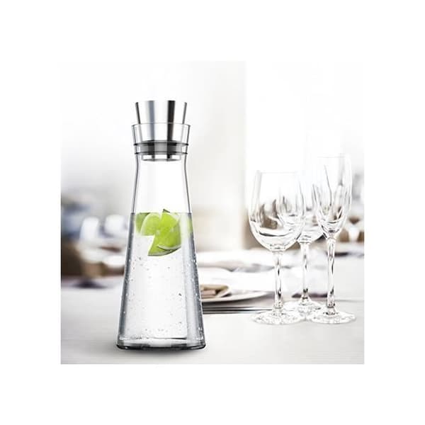 Karaff - EMSA - FLOW SLIM - 1,0 liter - Glas - Rostfritt stål - Transparent