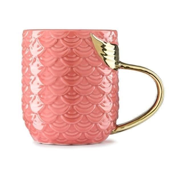 Mugg - Sjöjungfru - Rosa - Keramik - 400 ml - Handtag Sjöjungfruhala