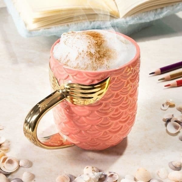 Mugg - Sjöjungfru - Rosa - Keramik - 400 ml - Handtag Sjöjungfruhala