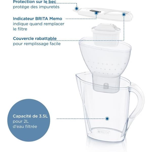 Brita Carafe Filter Marella XL Blanche (3,5L) inkluderade 1 Maxtra Pro All-1-patron