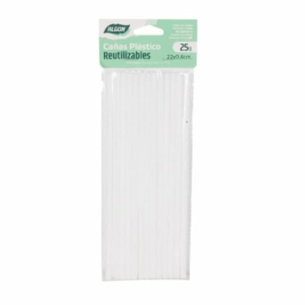 Genanvendelige sugerør Algon Hvid Plastik 36 Enheder 22 cm 6 mm