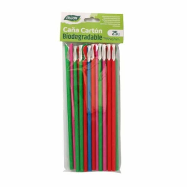 Straws Algon Pap Multifarvet Ske 25 Dele 24 enheder