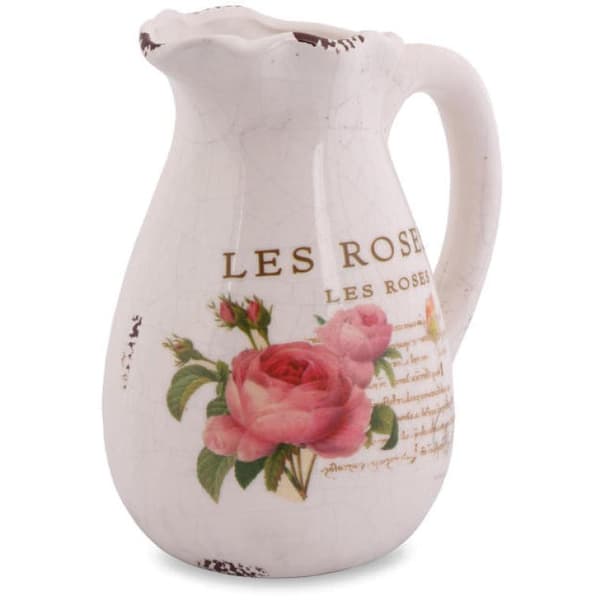 Rose Keramisk kande med anti-skridpuder, vintage stil, 16 cm