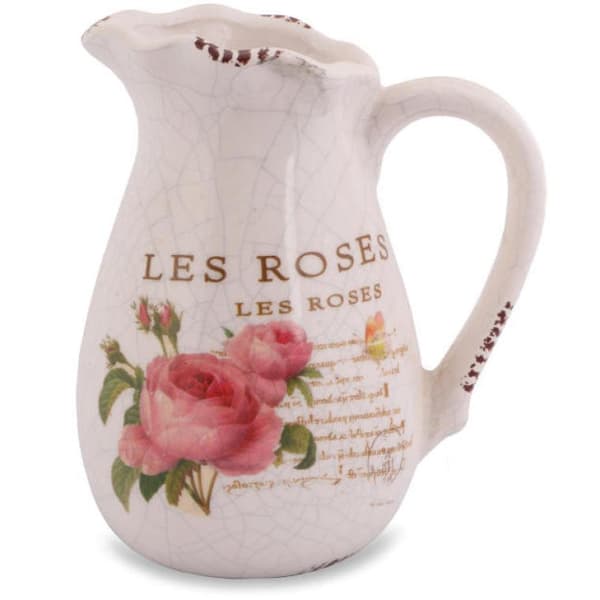 Rose Vintage Keramik Kande 13 cm i Shabby Chic Style