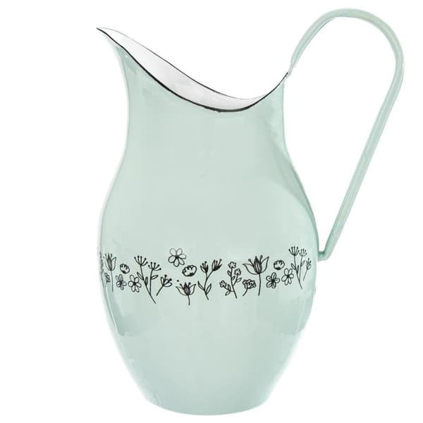 Emaloitu kannu juomille, retrokukkia, sininen, 2,5 l