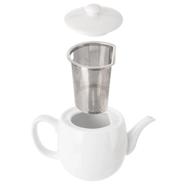 MONA tekande i hvid porcelæn med teinfuser, 700 ml