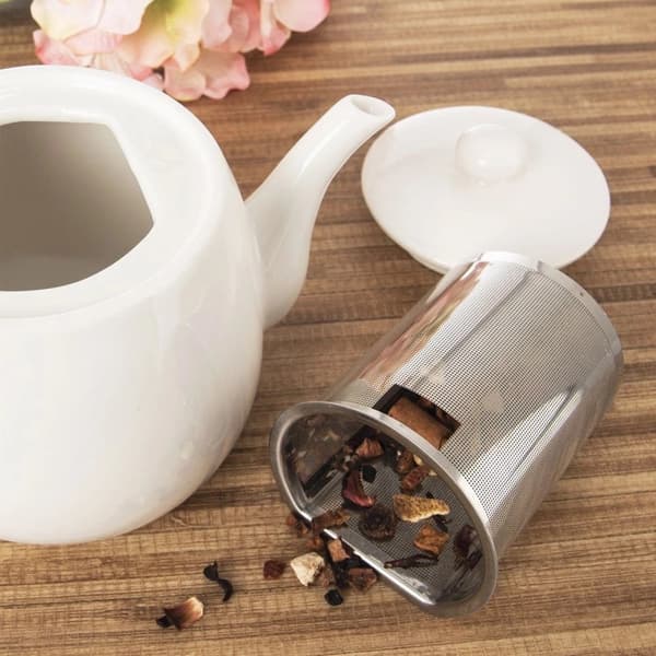 MONA tekande i hvid porcelæn med teinfuser, 700 ml