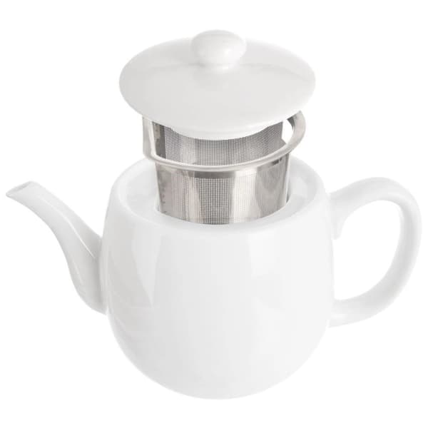 MONA tekande i hvid porcelæn med teinfuser, 700 ml