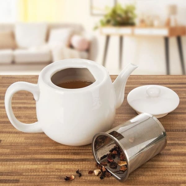 MONA tekande i hvid porcelæn med teinfuser, 700 ml