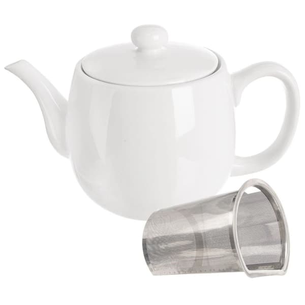 MONA tekande i hvid porcelæn med teinfuser, 700 ml