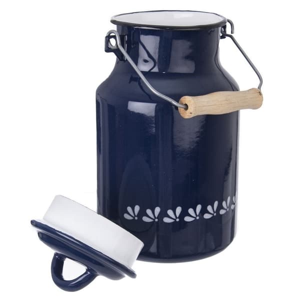 Emaljeret mælkedåse, traditionel retro mælkekande, 2 l