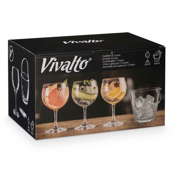 Ishink Vivalto 11444 Transparent Metall Glas 14,5 x 12 x 12,5 cm 4x (10,5 x 20 cm) Vinglas (2 antal)