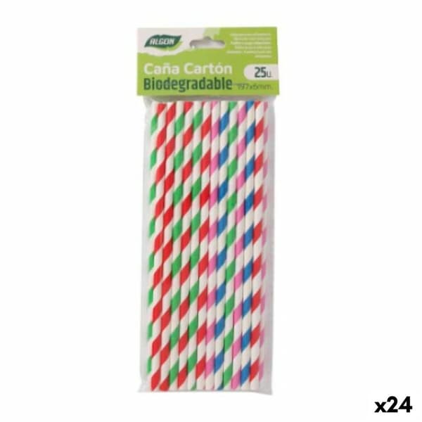 Strån Algon Papp Multicolour 25 Delar 24 antal