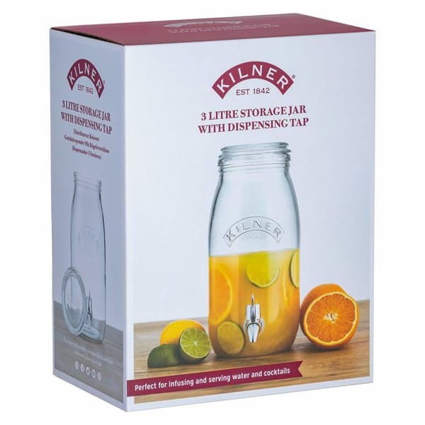 Pichet - karaff - Kilner servisflaska - 0025.008 - Rund dryckesdispenser i glas på 3 liter