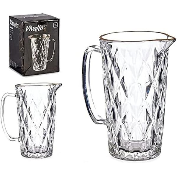 Karaff - VIVALTO - Gyllene diamant - Glas - 1 L - 17,8 x 12 x 19,5 cm
