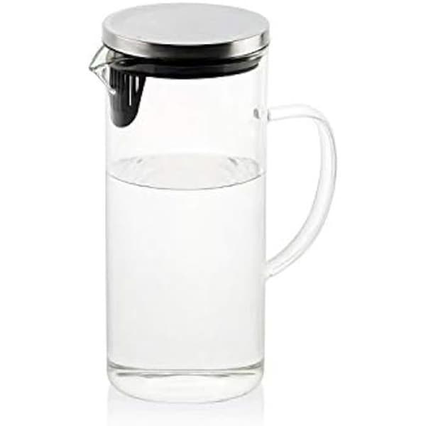 Glaskaraff - ANDREA HOUSE - Andrea modell - 1,5 L - Svart och silver lock - Integrerat filter