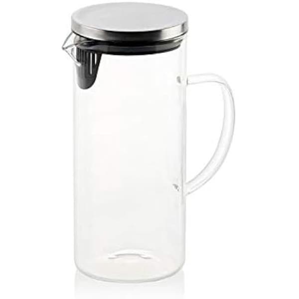 Glaskaraff - ANDREA HOUSE - Andrea modell - 1,5 L - Svart och silver lock - Integrerat filter