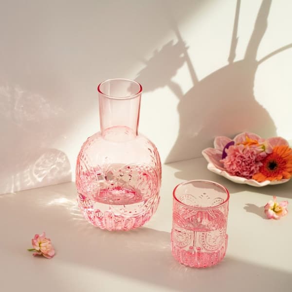 Karaff | MUNCHO | rosa räfflade | 1l | 727184