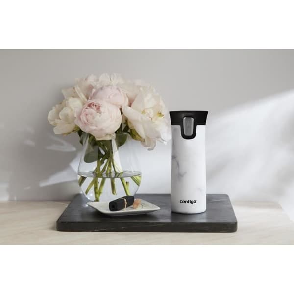 CONTIGO - Termisk mugg - Pinnacle couture - vit marmor