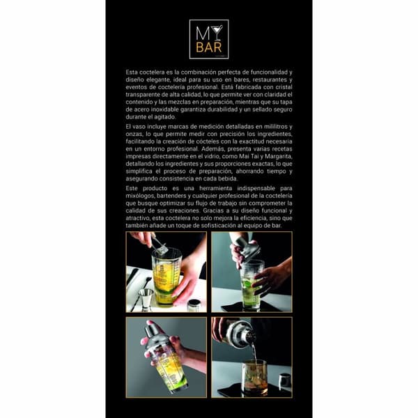 Cocktail-sekoitin My Bar Lasi Teräs (12 osaa)