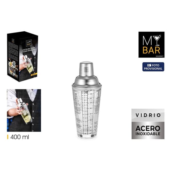 Cocktail shaker My Bar Glas Stål 400 ml (12 antal)