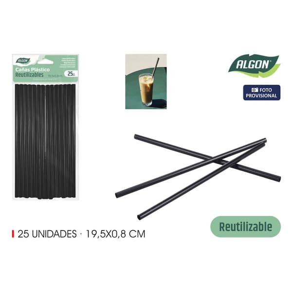 Återanvändningsbart sugrör Algon Plast 19,5 cm 8 mm 25 Delar 24 antal