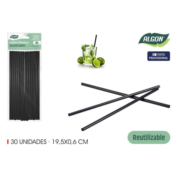 Genanvendelig sugerør Algon Plastik 19,5 cm 6 mm 30 Dele 24 enheder