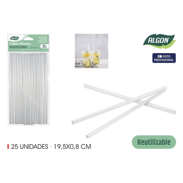 Genanvendelig sugerør Algon Plastik 22 cm 8 mm 20 Dele 24 enheder