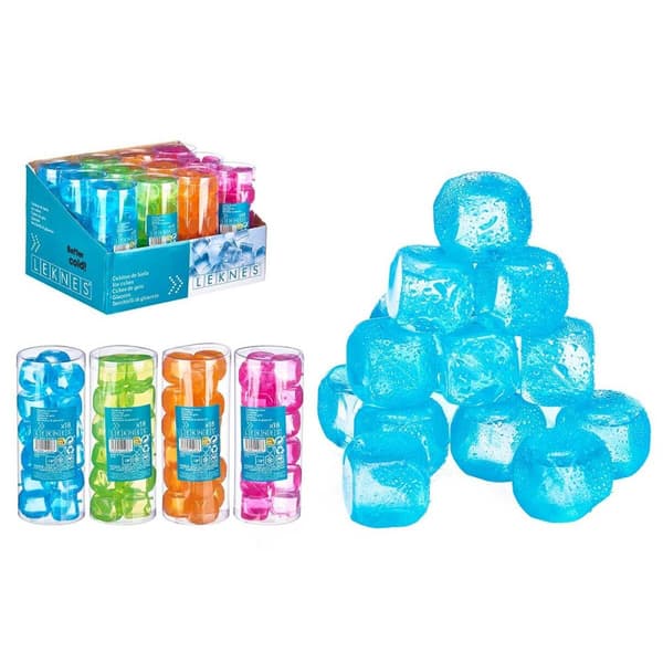 Uudelleenkäytettävät jäähdytyskuutiot Leknes TK22008 Sininen Vihreä Oranssi Pinkki Polyetyleeni Tislattu vesi 6,5 x 16 x 6,5 cm