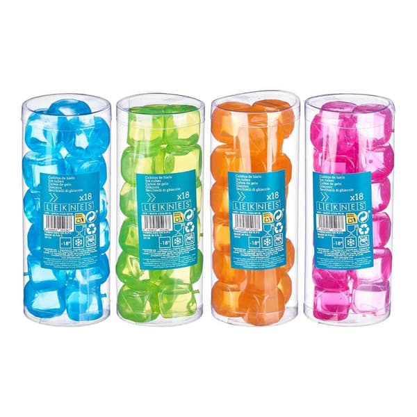 Uudelleenkäytettävät jäähdytyskuutiot Leknes TK22008 Sininen Vihreä Oranssi Pinkki Polyetyleeni Tislattu vesi 6,5 x 16 x 6,5 cm