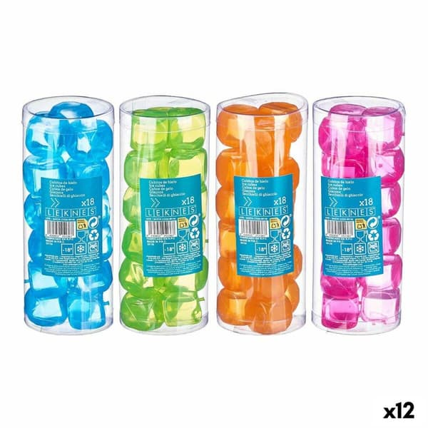 Uudelleenkäytettävät jäähdytyskuutiot Leknes TK22008 Sininen Vihreä Oranssi Pinkki Polyetyleeni Tislattu vesi 6,5 x 16 x 6,5 cm