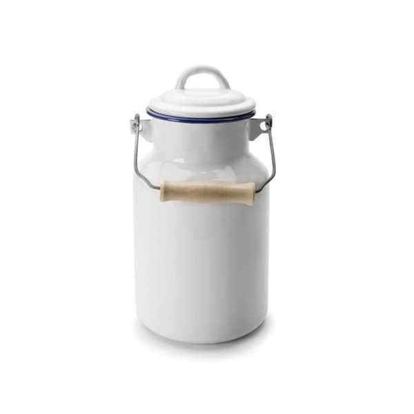 Emaljerad mjölkkanna - IBILI - 1 liter - Emaljerad stål - Trälock - Mått 10x21 cm