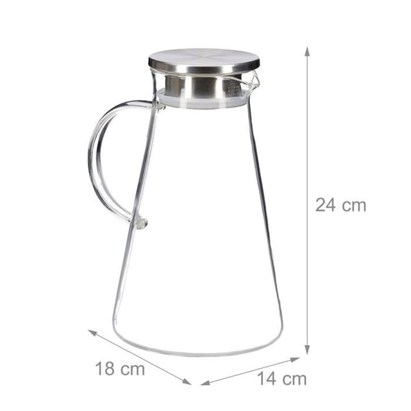 Relaxdays glaseri, 1,8 l, med lock, vatten, juice, aromatiserat vatten, diskmaskinssäker, transparent